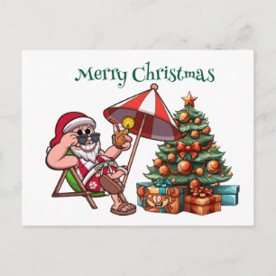 Carte Postale Tropical Santa Joyeux Noël 