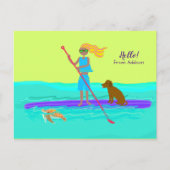 Carte Postale Tropical SUP Girl sur Paddleboard Bonjour (Devant)