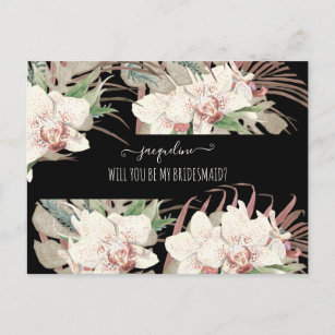 Carte Postale Tropical White Orchid Floral Soyez ma servante