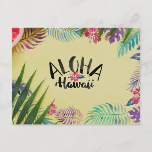 Carte postale tropicale Aloha Hawaï à l'aquarelle