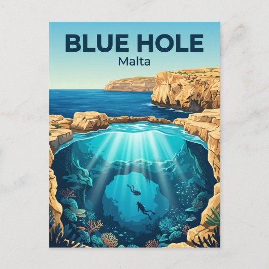 Carte Postale Trou Bleu, Gozo Malte (Devant)