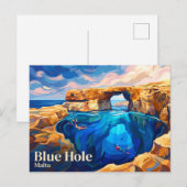 Carte Postale Trou Bleu Malte (Devant / Derrière)