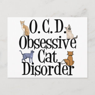 Carte Postale Trouble de chat obsessionnel