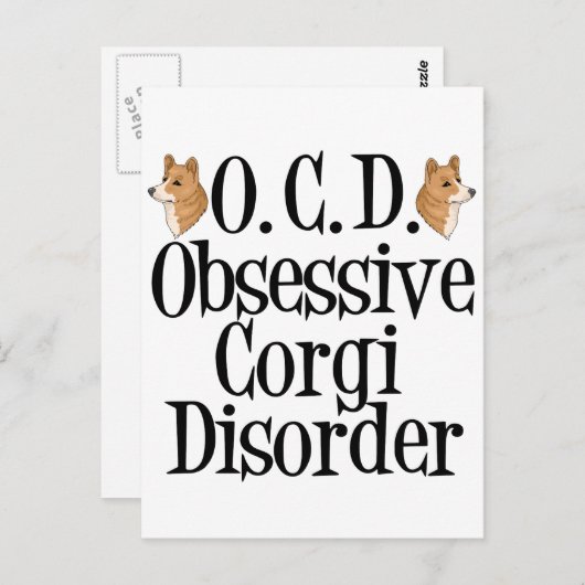 Carte Postale Trouble de Corgi obsessionnel (Devant / Derrière)