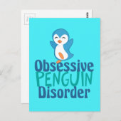 Carte Postale Trouble de pingouin obsessif mignon (Devant / Derrière)
