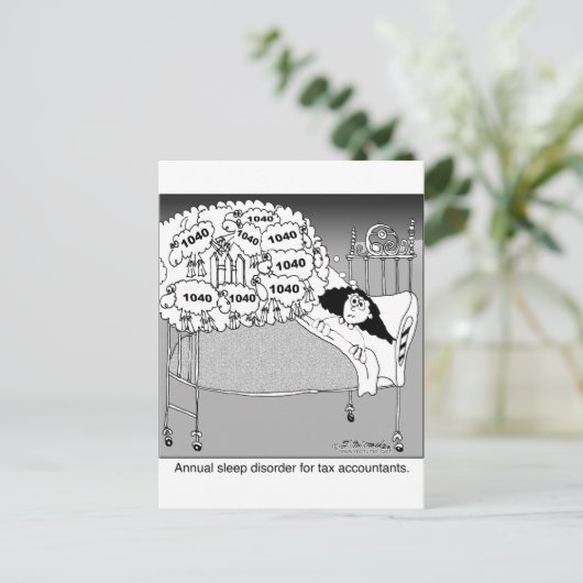 Carte Postale Trouble de sommeil pour les comptables fiscaux (Debout devant)