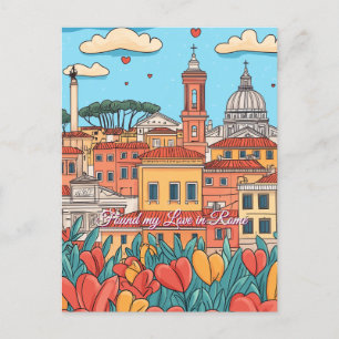 Carte Postale Trouvé mon amour à Rome Saint Valentin