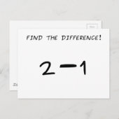Carte Postale Trouvez la différence ! 2 moins 1 (Devant / Derrière)
