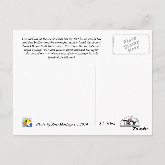 Carte Postale Troy 076, Troy Missouri (Dos)