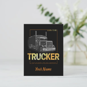 Carte Postale Trucker Né Pour Être Conducteur Rétro Camion Vinta