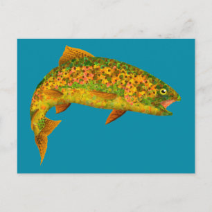 Carte Postale Truite arc-en-ciel feuille Aspen 2