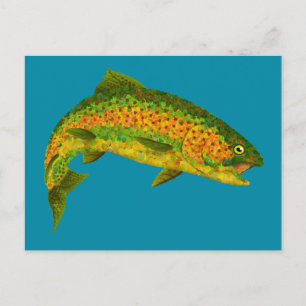 Carte Postale Truite arc-en-ciel feuille Aspen 4