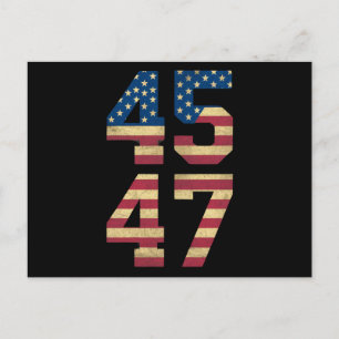Carte Postale Trump 2024 45 47 Drapeau Américain Vintage Rétro 4