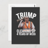 Carte Postale Trump Cleaning up 4 Years of Mess Garbage Can (Devant / Derrière)