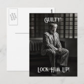 Carte Postale Trump coupable en prison Noir et Blanc Enfermez-le (Devant / Derrière)