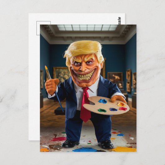 Carte Postale Trump, en colère, contrôle l'art dans un musée (Devant / Derrière)
