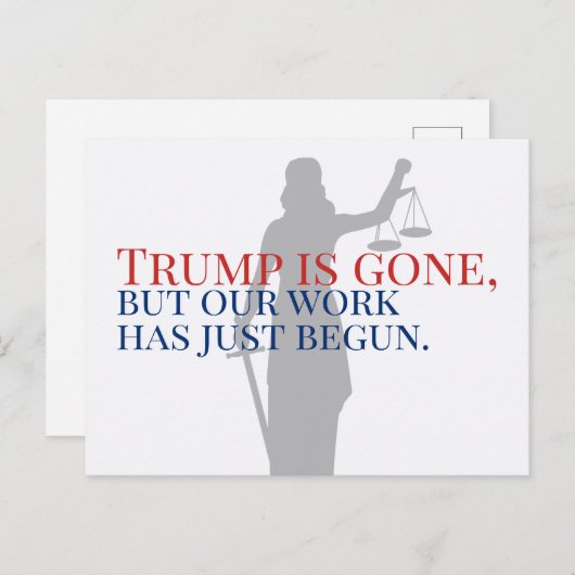 Carte Postale Trump est parti, mais notre travail n'est pas term (Devant / Derrière)