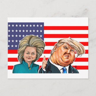 Carte Postale Trump et Hillary Caricature