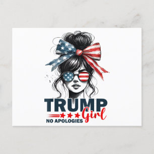 Carte Postale Trump Girl Pas d'excuses Messy Bun Lunettes de sol