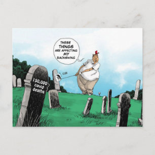 CARTE POSTALE TRUMP GOLFS PENDANT LA PANDÉMIE