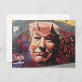 Carte Postale Trump, le diable graffiti en forme de fourche (Devant / Derrière)