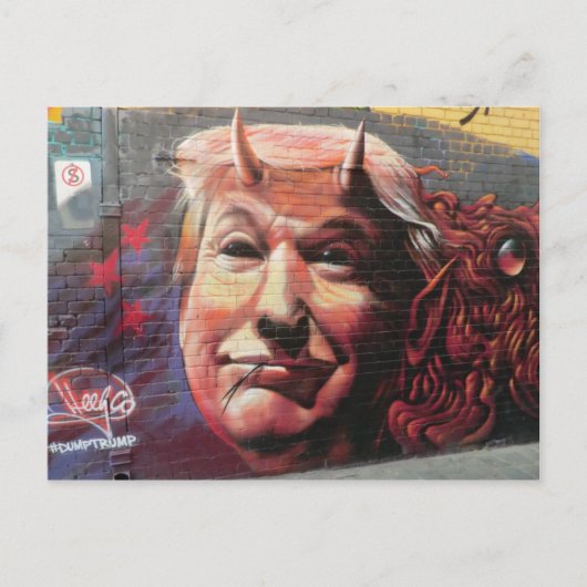 Carte Postale Trump, le diable graffiti en forme de fourche (Devant)