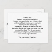 Carte Postale Trump n'est pas mon président (Devant / Derrière)