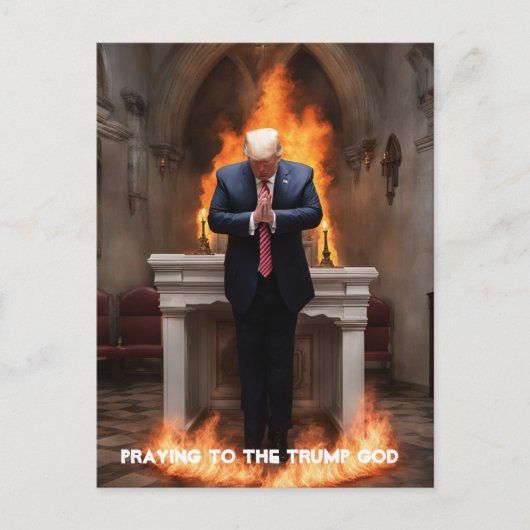 Carte Postale Trump prie dans une église (Devant)