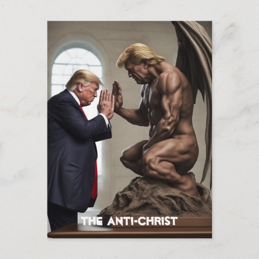 Carte Postale Trump prie dans une Eglise L'Anti-Christ (Devant)