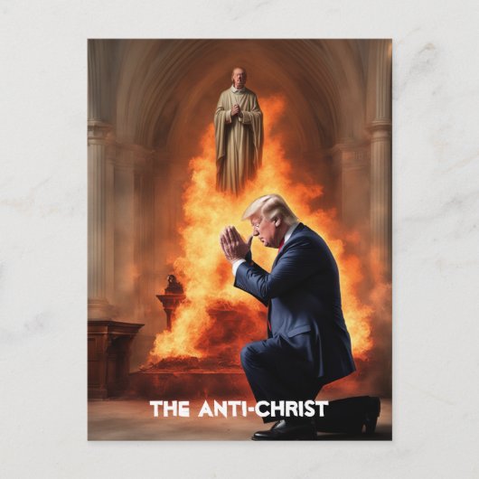 Carte Postale Trump prie dans une Eglise L'Anti-Christ (Devant)