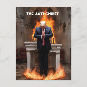 Carte Postale Trump prie dans une Eglise L'Anti-Christ