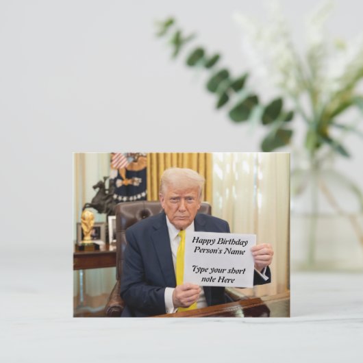 Carte Postale Trump Souhaite un Joyeux Anniversaire ou un Événem (Debout devant)