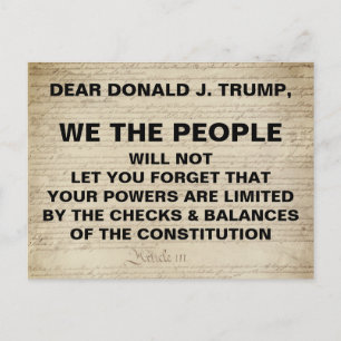 Carte Postale Trump We the People Checks and Balances Resistance