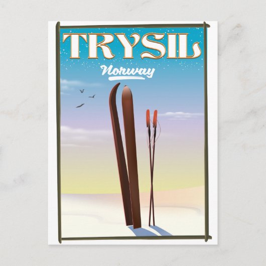 Carte Postale Trysil Norvège, Norvège affiche de voyage ski (Devant)