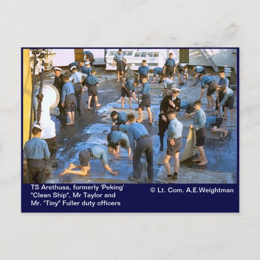 Carte Postale TS Arethusa, anciennement "Peking" "Clean Ship", (Devant)