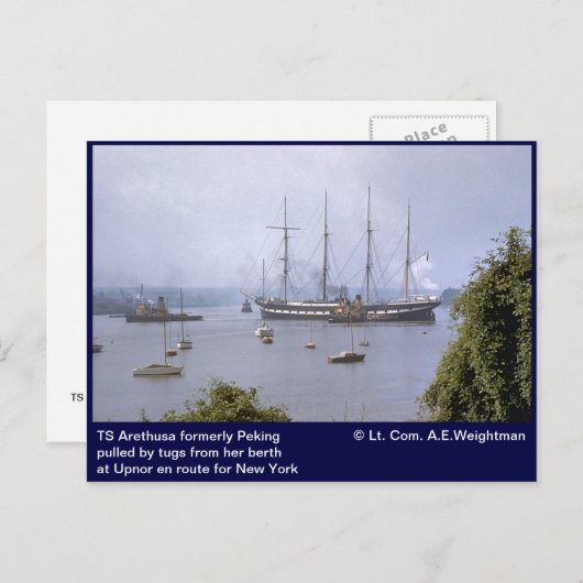 Carte Postale TS Arethusa anciennement Peking, Upnor (Devant / Derrière)
