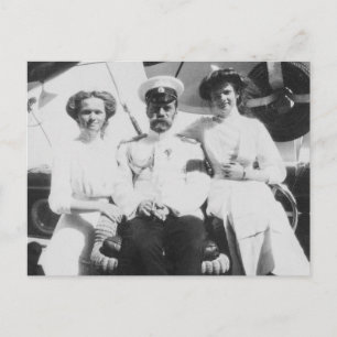 Carte Postale Tsar de Russie avec Olga et Tatiana Romanov