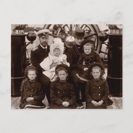 Carte Postale Tsar & Tsarina de Russie avec enfants Romanov (Devant)