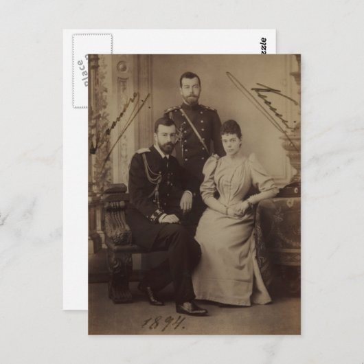 Carte Postale Tsar - TSARINE MARIA & FILS Russie Romanov #087 (Devant / Derrière)