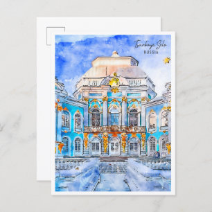 Carte Postale Tsarkoye Selo Russie vintage voyage aquarelle