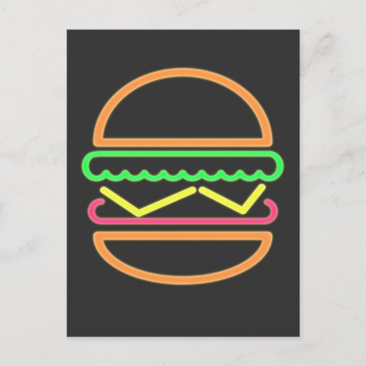 Carte Postale Tshirt Burger Neon - Classic 80s Retro (Devant)