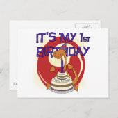 Carte Postale Tshirts et cadeaux Dino Premier anniversaire (Devant / Derrière)