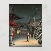 Carte Postale Tsuchiya Koitsu - Neige au temple de Nezu (Devant)