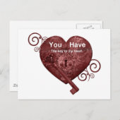 Carte Postale tu as la clé de mon coeur (Devant / Derrière)