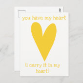 Carte Postale Tu as mon coeur | Poème de E.E. Cummings (Devant / Derrière)