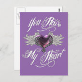 Carte Postale Tu As Mon Coeur Rose (Devant / Derrière)