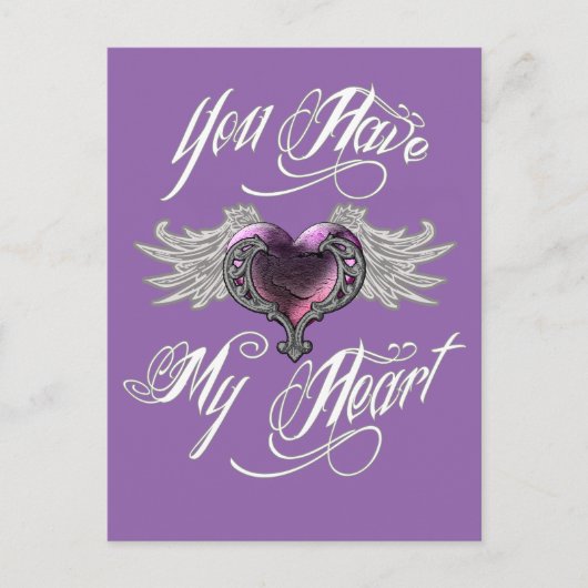 Carte Postale Tu As Mon Coeur Rose (Devant)