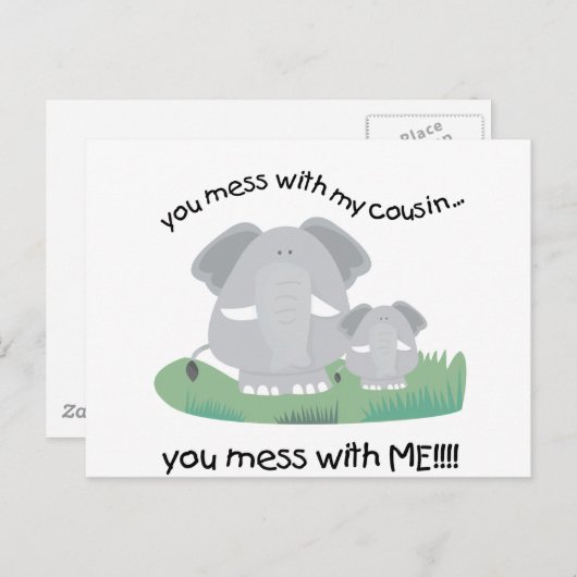 Carte Postale Tu bats avec mon cousin, tu bats avec moi (Devant / Derrière)