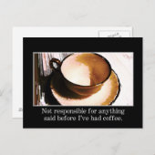 Carte Postale Tu devrais attendre que j'aie pris une tasse de ca (Devant / Derrière)