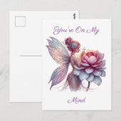 Carte Postale Tu es dans mon esprit | Fée et Fleur (Devant / Derrière)